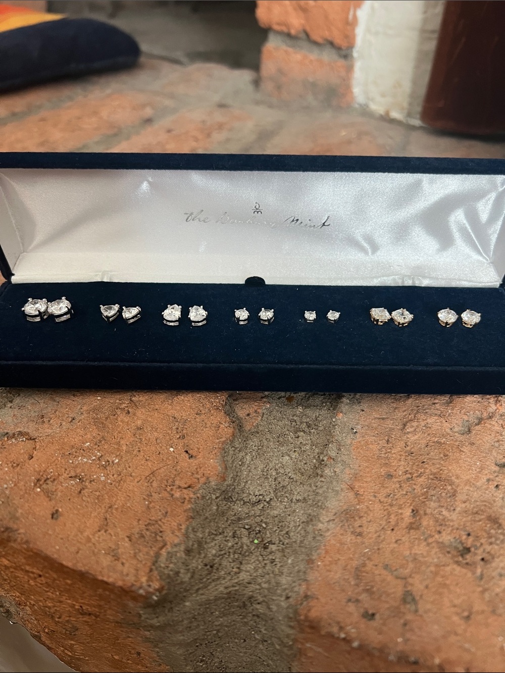 Danbury Mint Clear Crystal Stud Earring Set in Silver Tone